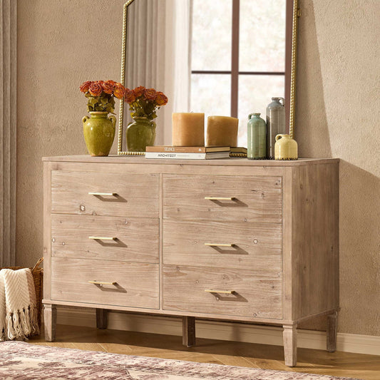DUS-CC2-02257 Grade-B Dusk Sienna 6 Drawer Chest - Washed Wood RRP £269