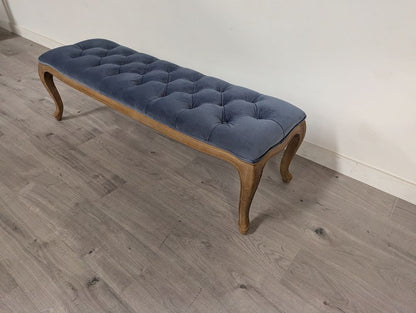 DRE-FUR-00176 Grade-B Dreams Dreams Sienna Beau Bench Blue velvet RRP £499 RRP £499.00