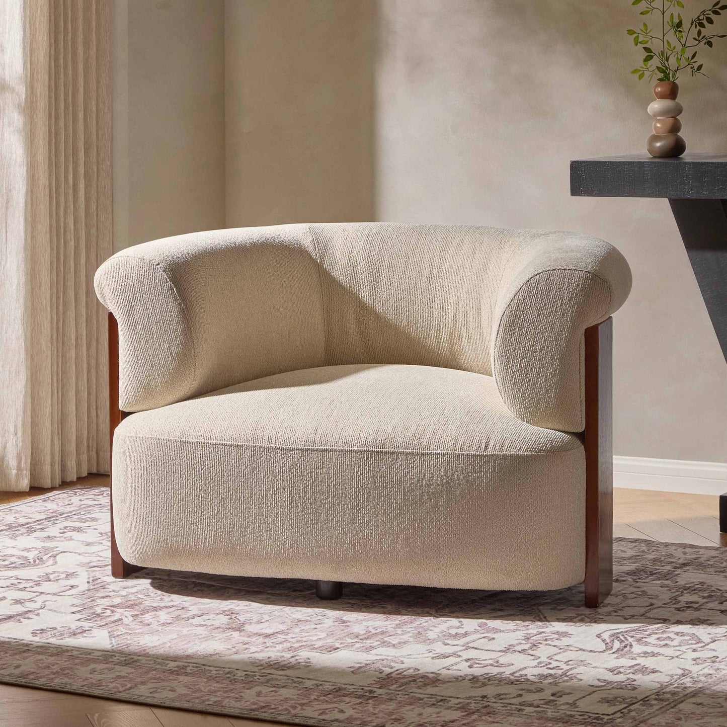 DUS-CC2-04579 Grade-B Dusk Jemima Accent Chair - Sand Boucle RRP £299.00
