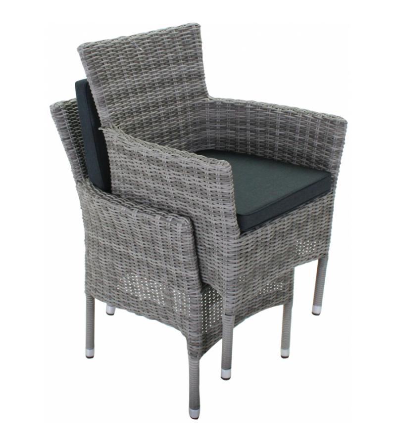Grade-A Rattan Direct Cambridge Double Flat Grey Set of 4 Stacking Chairs RRP £596