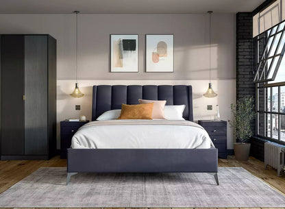 DRE-BED-00014 Grade-BER Dreams Enzo Double Ottoman Bed Navy RRP £1199.00