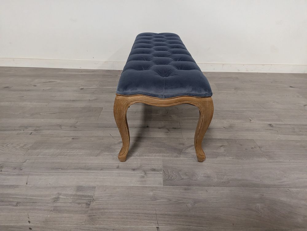 DRE-FUR-00176 Grade-B Dreams Dreams Sienna Beau Bench Blue velvet RRP £499 RRP £499.00