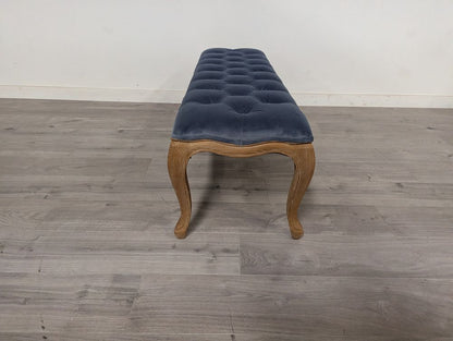 DRE-FUR-00176 Grade-B Dreams Dreams Sienna Beau Bench Blue velvet RRP £499 RRP £499.00