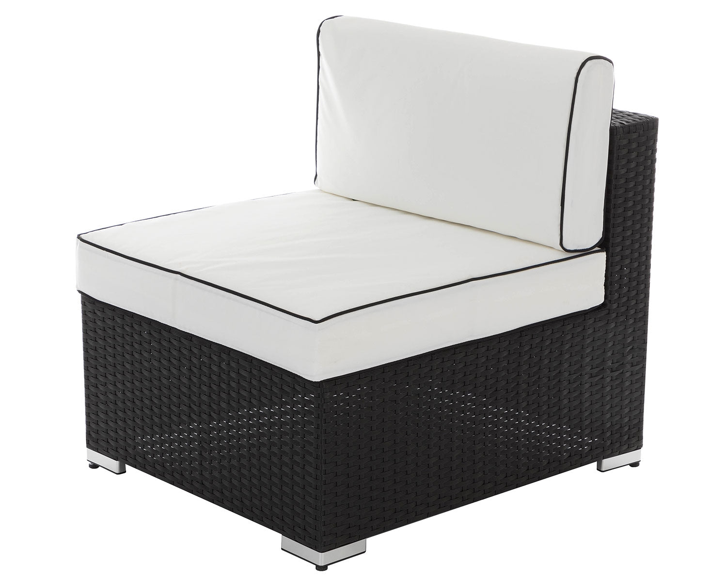 Grade-A Rattan Direct Florida 6 Piece Corner Sofa Set in Black and Vanilla RRP £1089