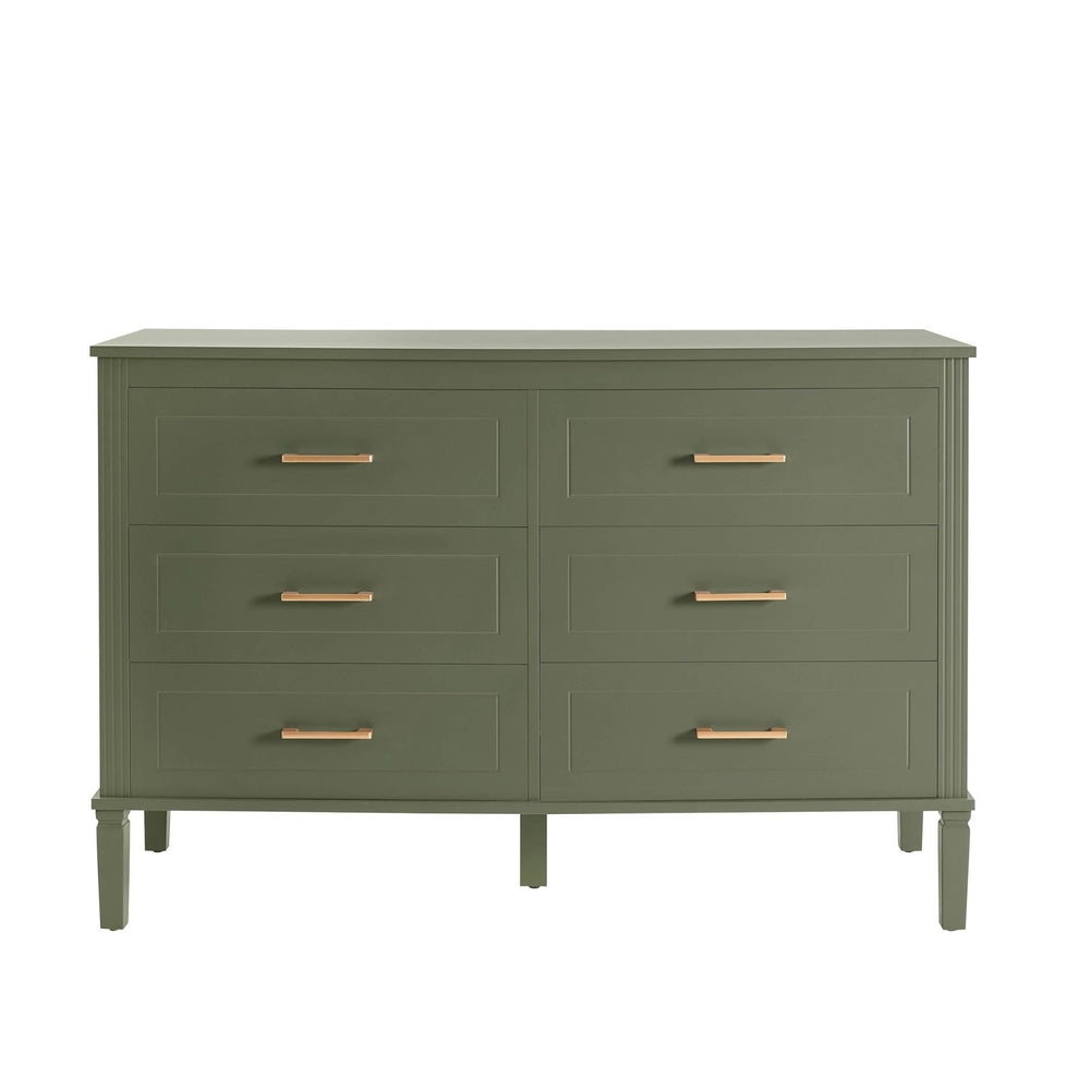 Grade-B Dusk Sienna Vetiver Green 6 Drawer Chest of Drawers RRP £259