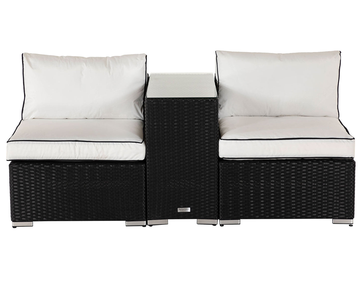 Grade-A Rattan Direct Florida Black & Vanilla Tall Square Garden Bistro Set RRP £449