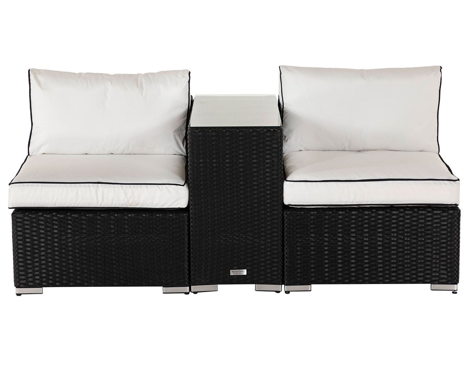 Grade-A Rattan Direct Florida Black & Vanilla Tall Square Garden Bistro Set RRP £449
