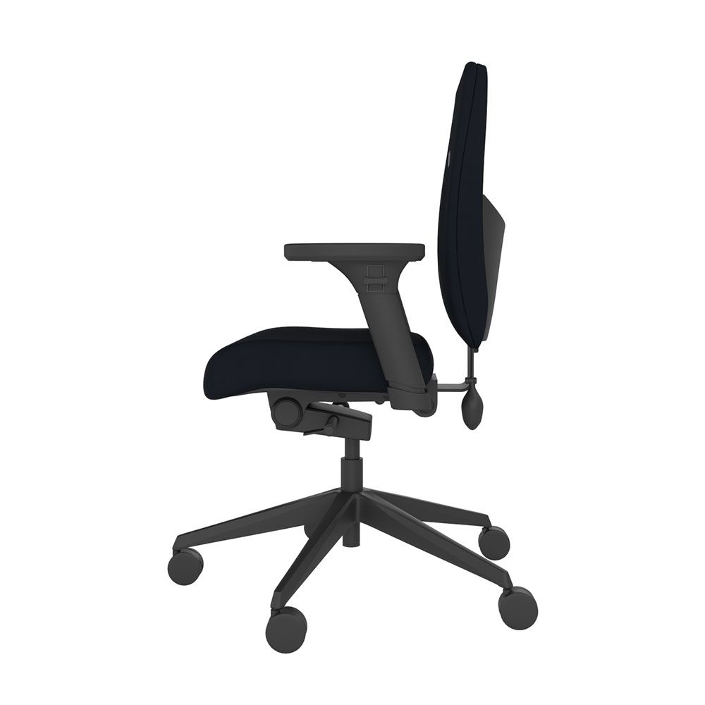 POS-CC2-00036 Grade-B Posturite Positiv Plus Medium Back Ergonomic Desk Chair with Arms and without Neckrest - Black RRP £1285.20