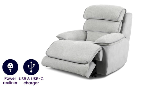 DFS-UPH-03579 Grade-C1 DFS Lakelyn.Exp Power Recliner Chair Lakelyn Combination Fog RRP £849