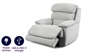 DFS-UPH-03579 Grade-C1 DFS Lakelyn.Exp Power Recliner Chair Lakelyn Combination Fog RRP £849