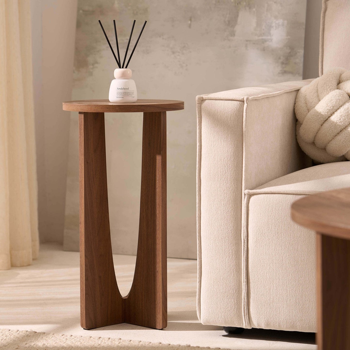 DUS-CC2-04080 Grade-B Dusk Lana Round Side Table - Medium Wood RRP £49.00