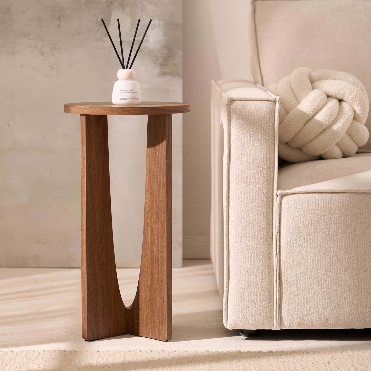 DUS-CC2-04080 Grade-B Dusk Lana Round Side Table - Medium Wood RRP £49.00
