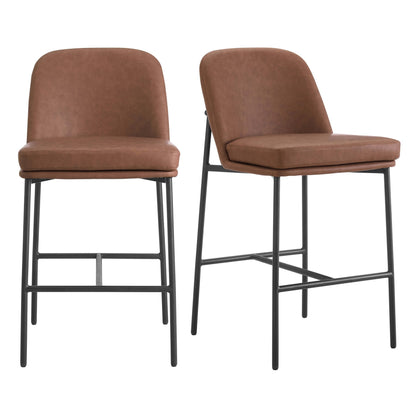 DUS-GOL-05700 Grade-B Dusk Lily Set of 2 Barstools - Faux Leather Tan RRP £169
