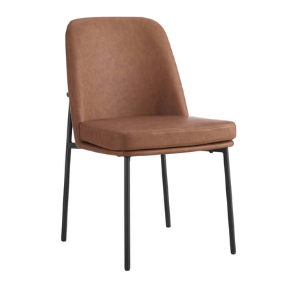 DUS-GOL-02023 Grade-B Dusk Lily Set of 2 Dining Chairs - Faux Leather Tan RRP £149