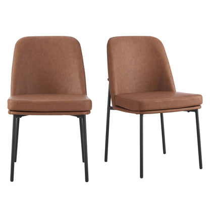DUS-GOL-02023 Grade-B Dusk Lily Set of 2 Dining Chairs - Faux Leather Tan RRP £149