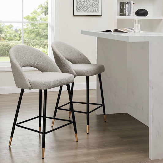 DUS-GOL-02614 Grade-B Dusk Lola Set of 2 Barstools - Bouclé - Taupe RRP £169