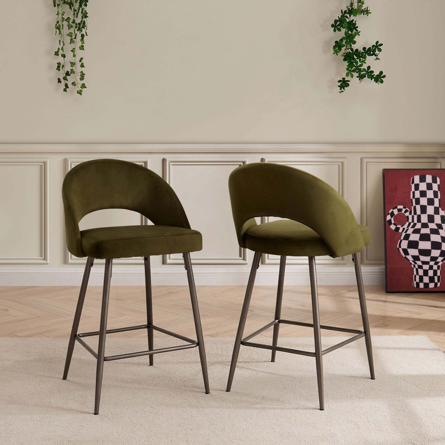 DUS-GOL-02474 Grade-B Dusk Lola Set of 2 Barstools - Rich Green RRP £169