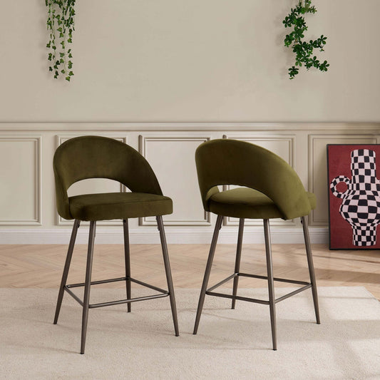 DUS-GOL-02474 Grade-B Dusk Lola Set of 2 Barstools - Rich Green RRP £169