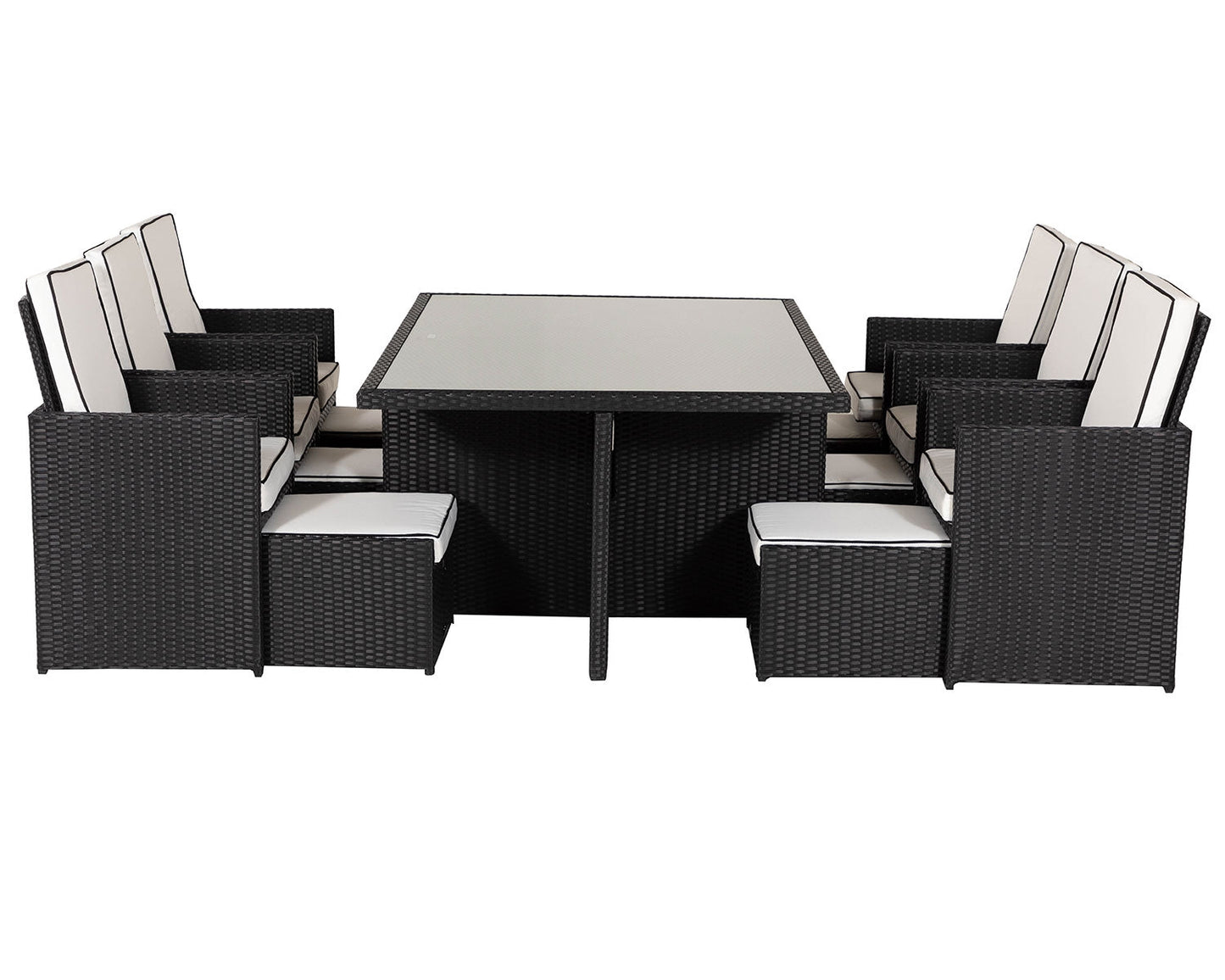 Grade-A Rattan Direct Barcelona Black & Vanilla 6 Seat Garden Dining Cube Set RRP £1739