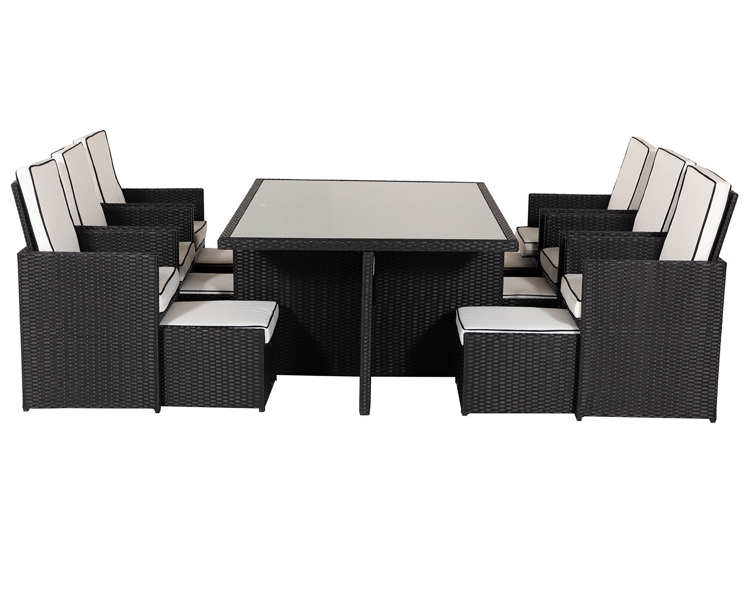 Grade-A Rattan Direct Barcelona Black & Vanilla 6 Seat Garden Dining Cube Set RRP £1739