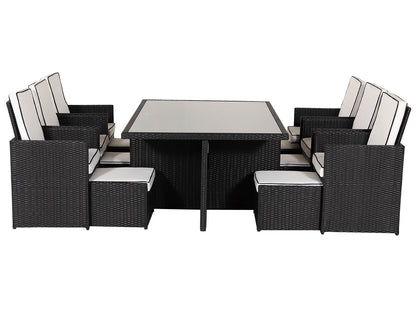 Grade-A Rattan Direct Barcelona Black & Vanilla 6 Seat Garden Dining Cube Set RRP £1739