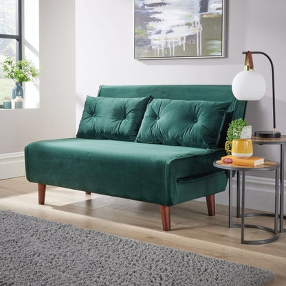 BFW-GOL-00928 Grade-B Big Furniture Warehouse Morella Velvet Double Sofa Bed - Green RRP £280
