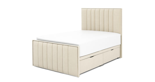 DFS-HO2-03033 Grade-B DFS Lucine King Side Ottoman Bedframe Opulence Velvet Oyster RRP £2099