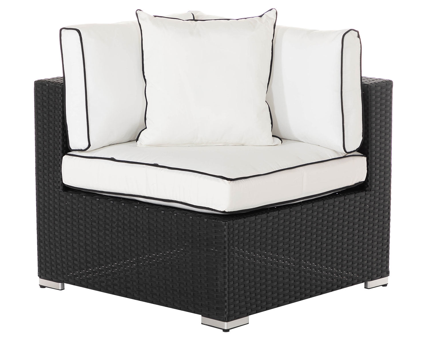 Grade-A Rattan Direct Florida 6 Piece Corner Sofa Set in Black and Vanilla RRP £1089