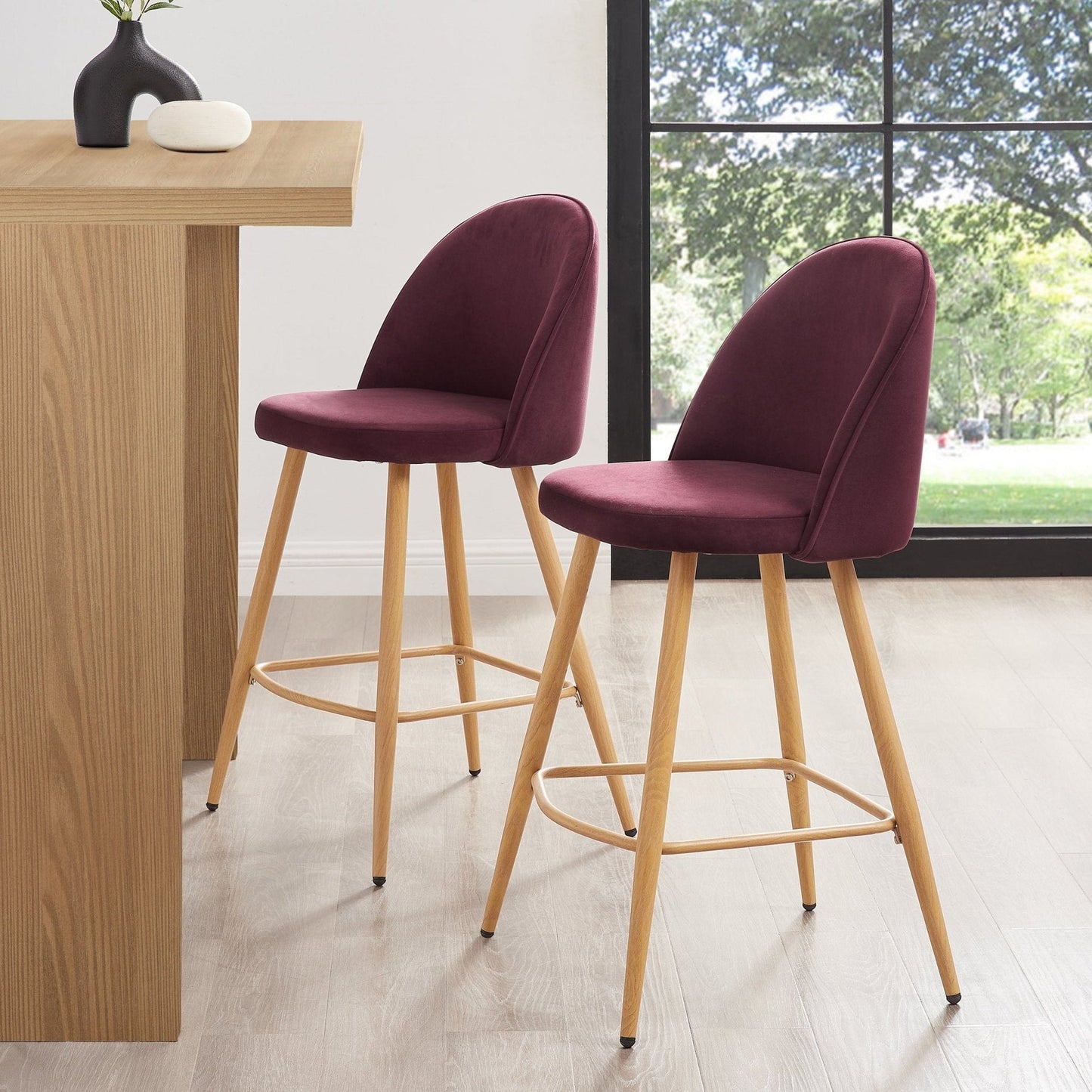 Dusk Iris Set Of 2 Barstools Berry Natural
