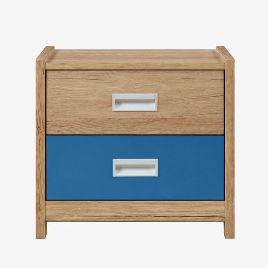BFW-NEW-00082 NEW Big Furniture Warehouse Broughton Bedside Table Oak and Blue RRP £80