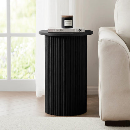 DUS-CC2-04269 Grade-B Dusk Hattie Round Pedestal Side Table - Black RRP £89.00