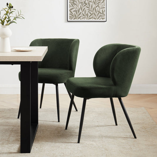 DUS-GOL-06881 Grade-B Dusk Mabel Set of 2 Dining Chairs - Velvet - Dark Olive RRP £159
