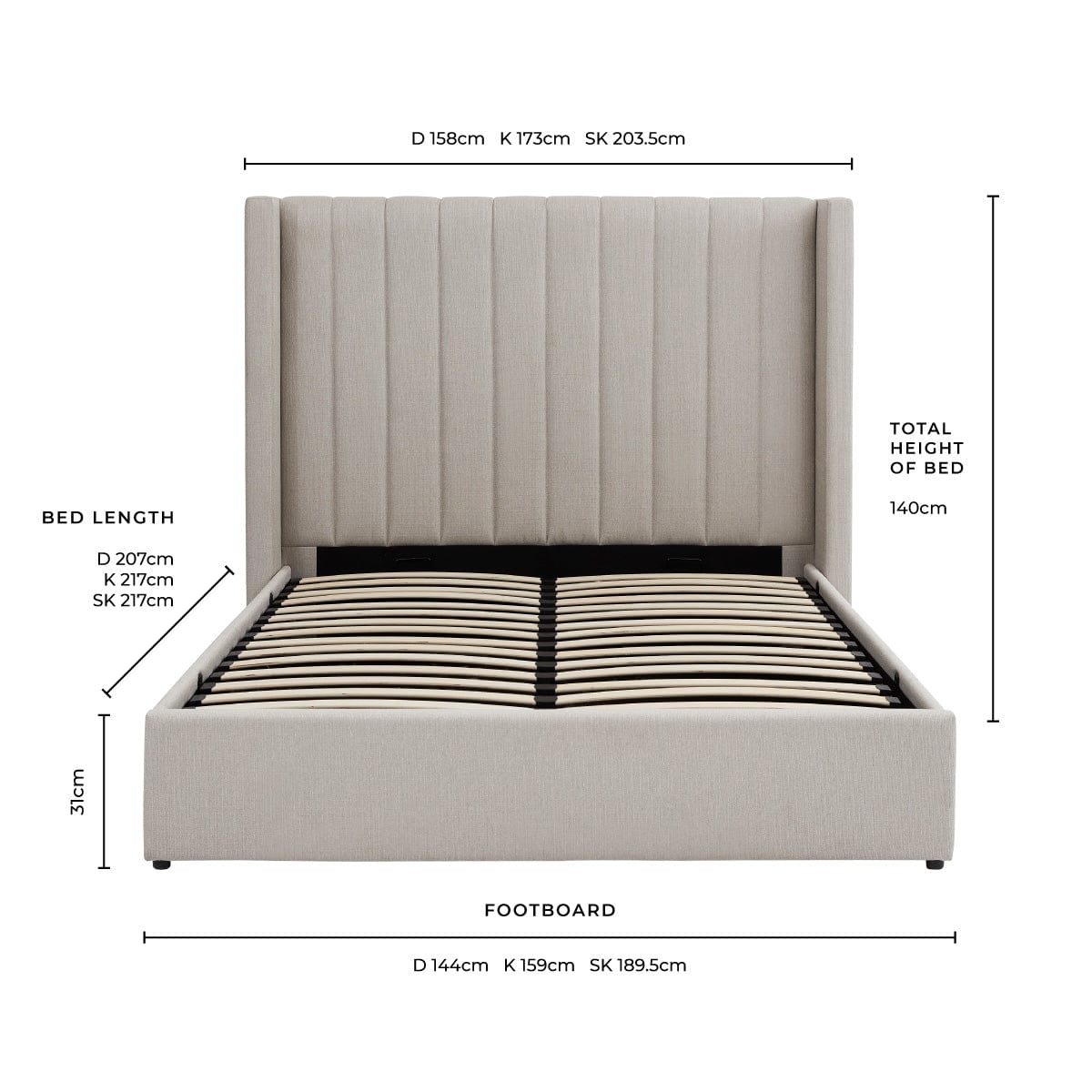 DUS-CC2-04109 Grade-B Dusk Madison Double Ottoman Storage Bed - Stone Grey RRP £319.00