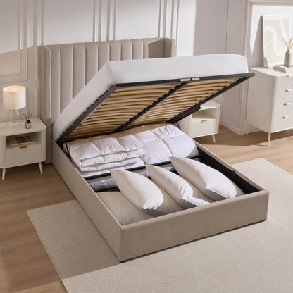 DUS-CC2-04109 Grade-B Dusk Madison Double Ottoman Storage Bed - Stone Grey RRP £319.00