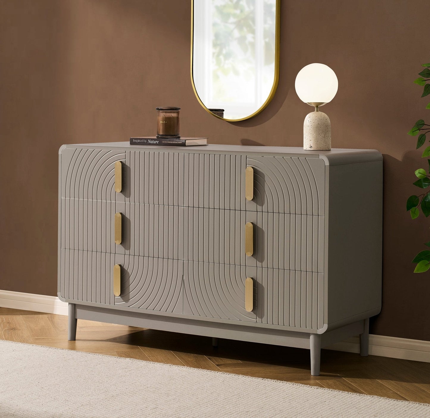 DUS-GOL-06991 Grade-B Dusk Marnie 6 Drawer Chest - Taupe RRP £259