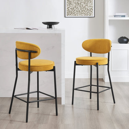 DUS-APM-35634 Grade-B Dusk Mia Set of 2 Barstools - Matte Velvet - Mustard RRP £189