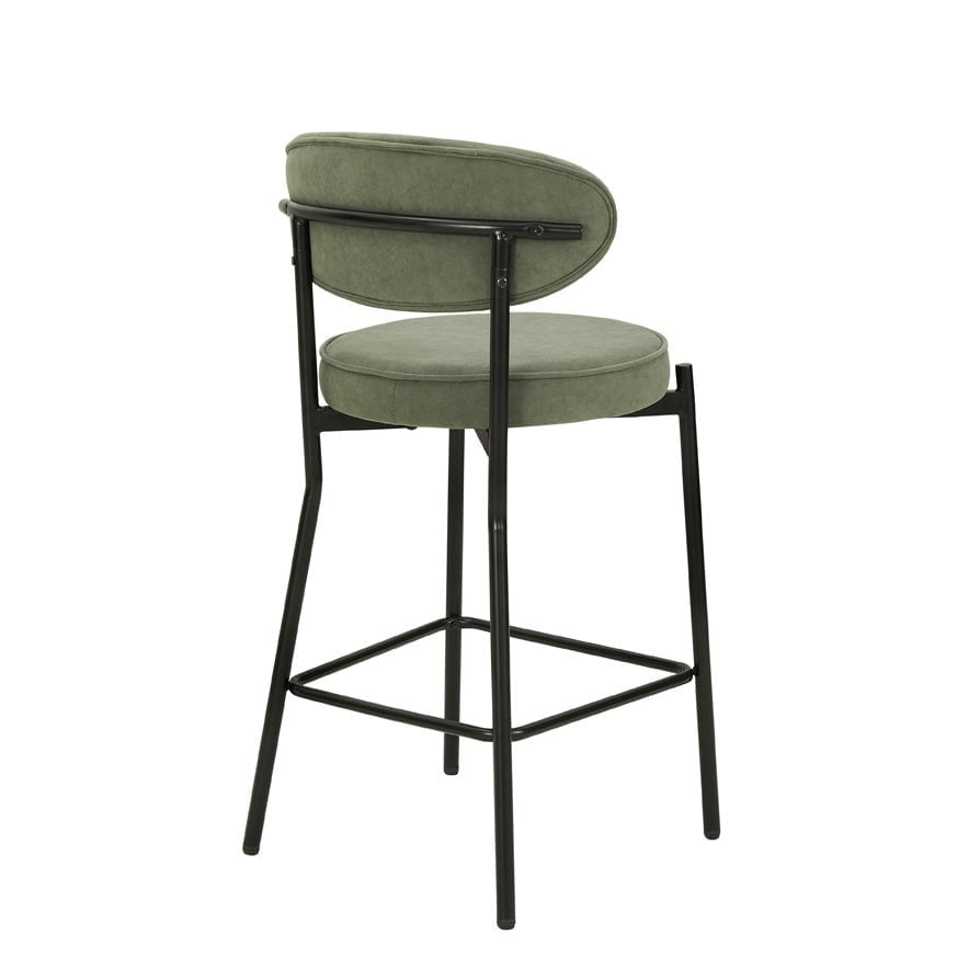 DUS-GOL-04920 Grade-B Dusk Mia Set of 2 Barstools - Matte Velvet - Sage Green RRP £149