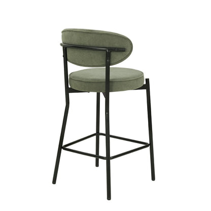 DUS-GOL-04920 Grade-B Dusk Mia Set of 2 Barstools - Matte Velvet - Sage Green RRP £149