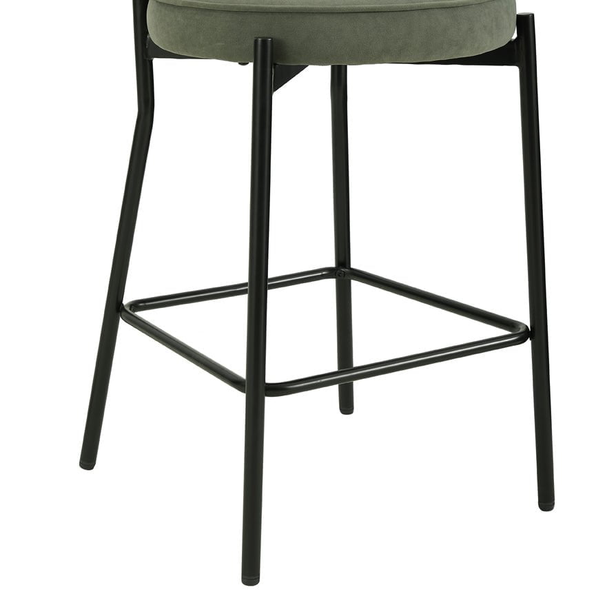 DUS-GOL-04920 Grade-B Dusk Mia Set of 2 Barstools - Matte Velvet - Sage Green RRP £149