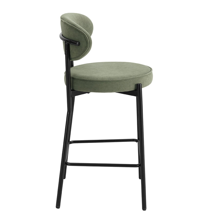 DUS-GOL-04920 Grade-B Dusk Mia Set of 2 Barstools - Matte Velvet - Sage Green RRP £149