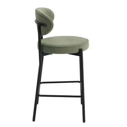 DUS-GOL-04920 Grade-B Dusk Mia Set of 2 Barstools - Matte Velvet - Sage Green RRP £149