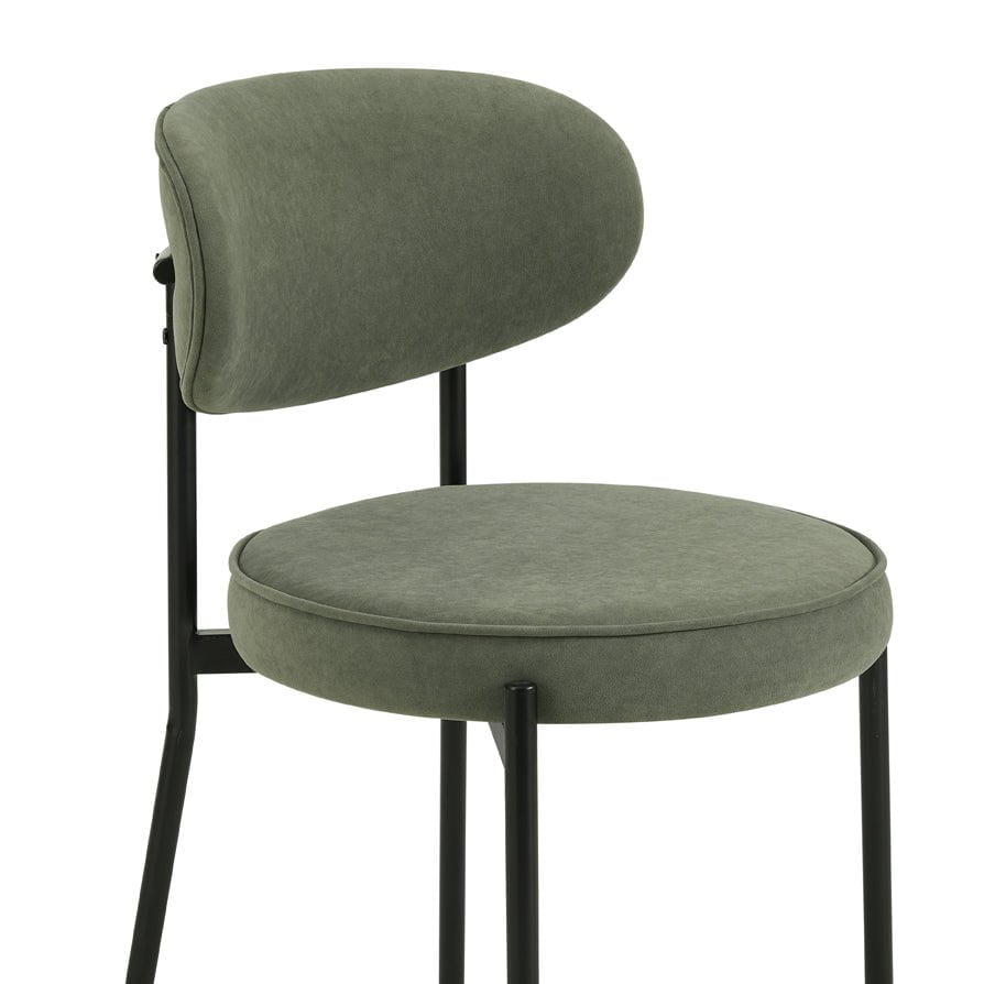 DUS-GOL-04920 Grade-B Dusk Mia Set of 2 Barstools - Matte Velvet - Sage Green RRP £149