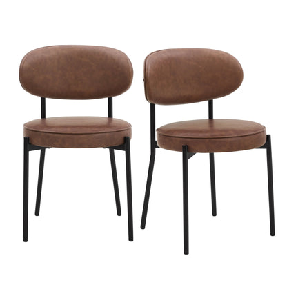 DUS-CC2-02872 Grade-B Dusk Mia Set of 2 Dining Chair - Faux Leather Tan RRP £129.00