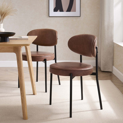 DUS-CC2-02872 Grade-B Dusk Mia Set of 2 Dining Chair - Faux Leather Tan RRP £129.00