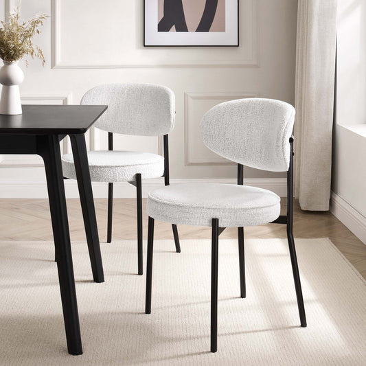 DUS-CC2-02871 Grade-B Dusk Mia Set of 2 Dining Chair - Ivory Boucle RRP £129.00