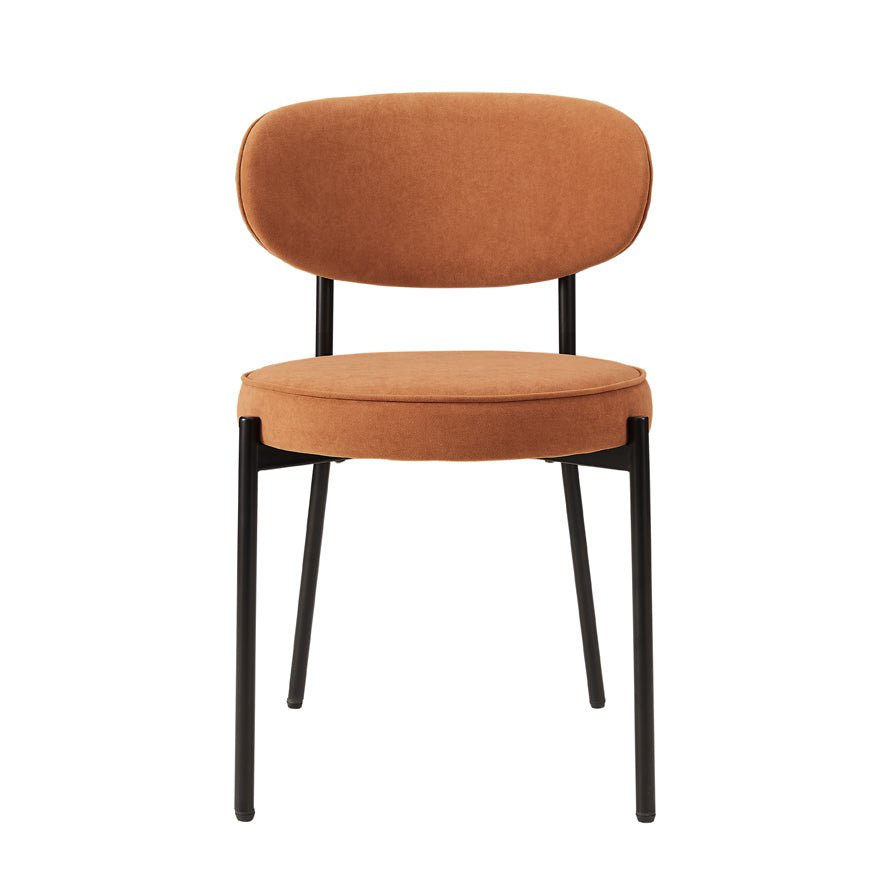 DUS-GOL-07413 Grade-B Dusk Mia Set of 2 Dining Chairs - Matte Velvet - Burnt Orange RRP £129