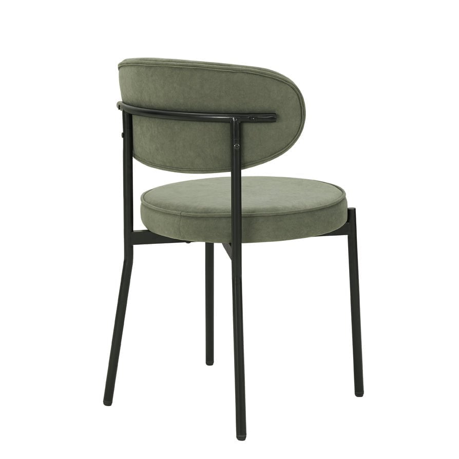 DUS-GOL-02895 Grade-B Dusk Mia Set of 2 Dining Chairs - Matte Velvet - Sage Green RRP £129