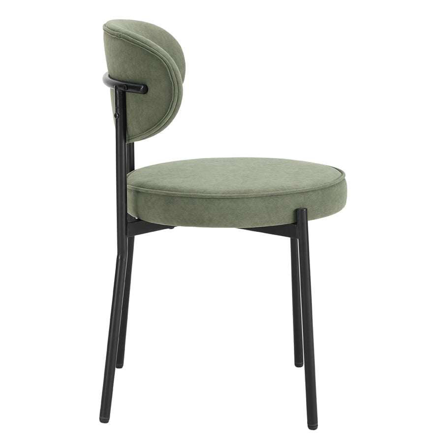 DUS-GOL-02895 Grade-B Dusk Mia Set of 2 Dining Chairs - Matte Velvet - Sage Green RRP £129