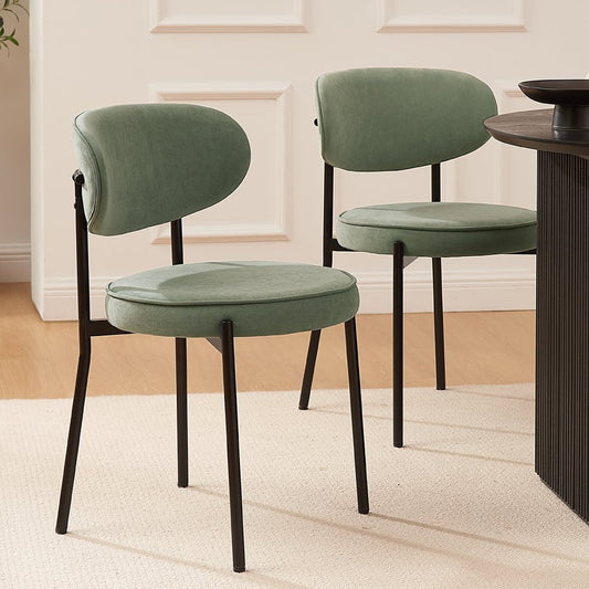 DUS-CC2-02702 Grade-B Dusk Mia Set of 2 Dining Chairs - Matte Velvet - Sage Green RRP £129.00