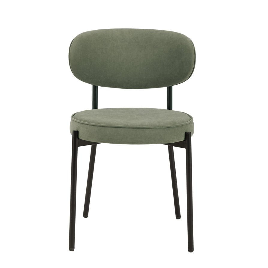 DUS-GOL-02895 Grade-B Dusk Mia Set of 2 Dining Chairs - Matte Velvet - Sage Green RRP £129